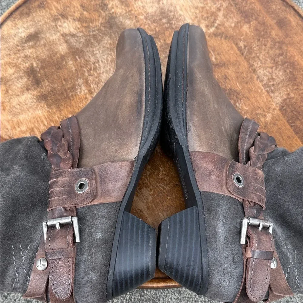 Pikolinos Boots Wm 38 7.5-8 Rotterdam Brown Leather Ankle Braided Leather Buckle
